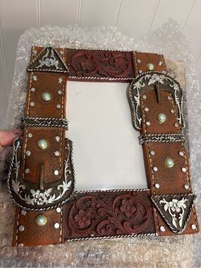 Western Moments Rustic Western Belt Buckle Photo Frame 4x6 | Cowboy Ranch Decor